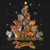 Cute Squirrel Christmas Tree Gift Decor Xmas Tree TShirt Women's T-Shirt thumb 6