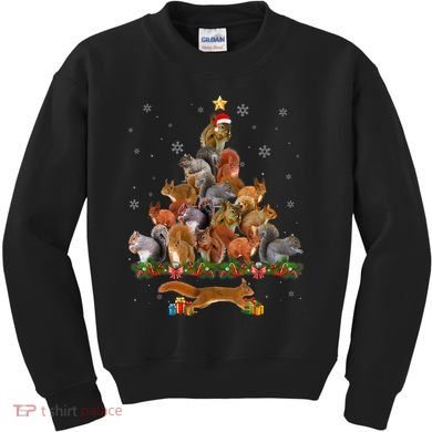 Cute Squirrel Christmas Tree Gift Decor Xmas Tree TShirt Kids Sweatshirt