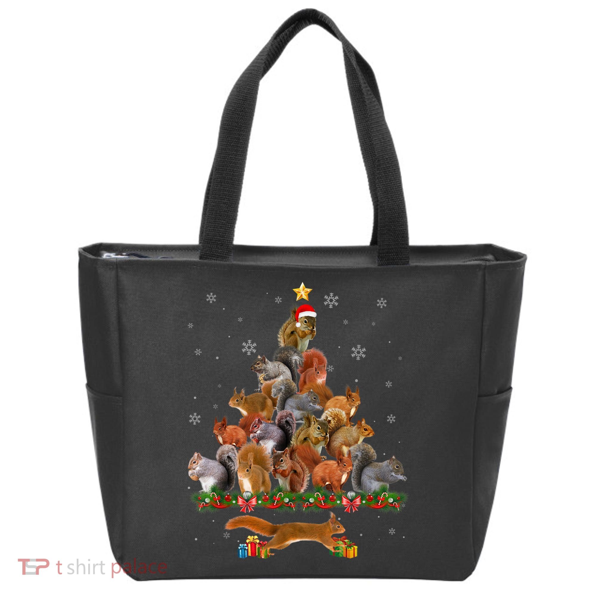 Cute Squirrel Christmas Tree Gift Decor Xmas Tree TShirt Tote Bag
