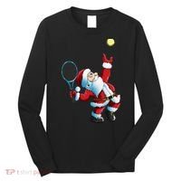 Christmas Santa Claus Tennis Game Tennis Racket Long Sleeve Shirt thumb 0