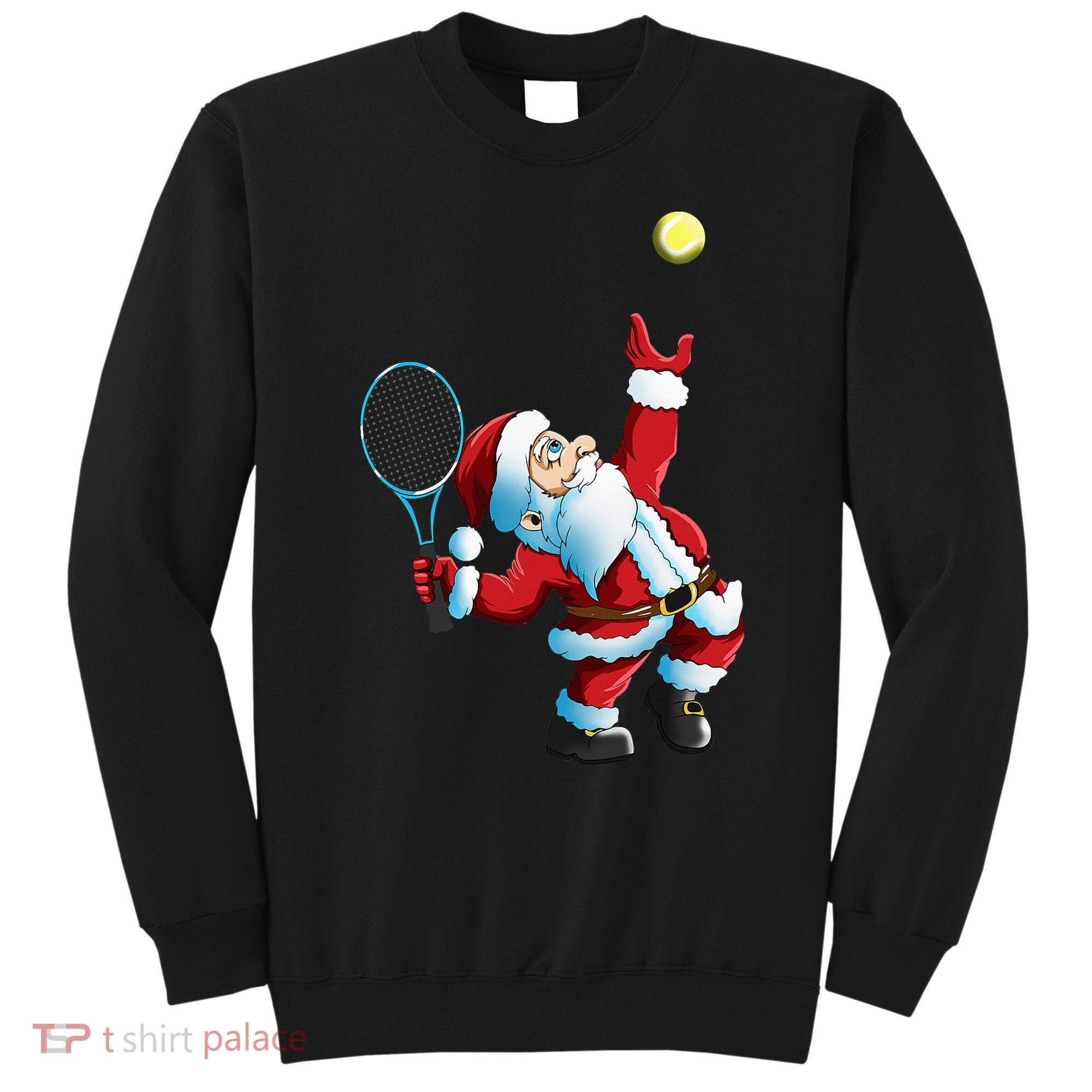 Christmas Santa Claus Tennis Game Tennis Racket Sweatshirt