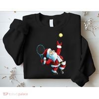 Christmas Santa Claus Tennis Game Tennis Racket Sweatshirt thumb 2
