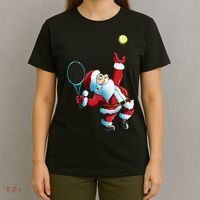 Christmas Santa Claus Tennis Game Tennis Racket T-Shirt thumb 4