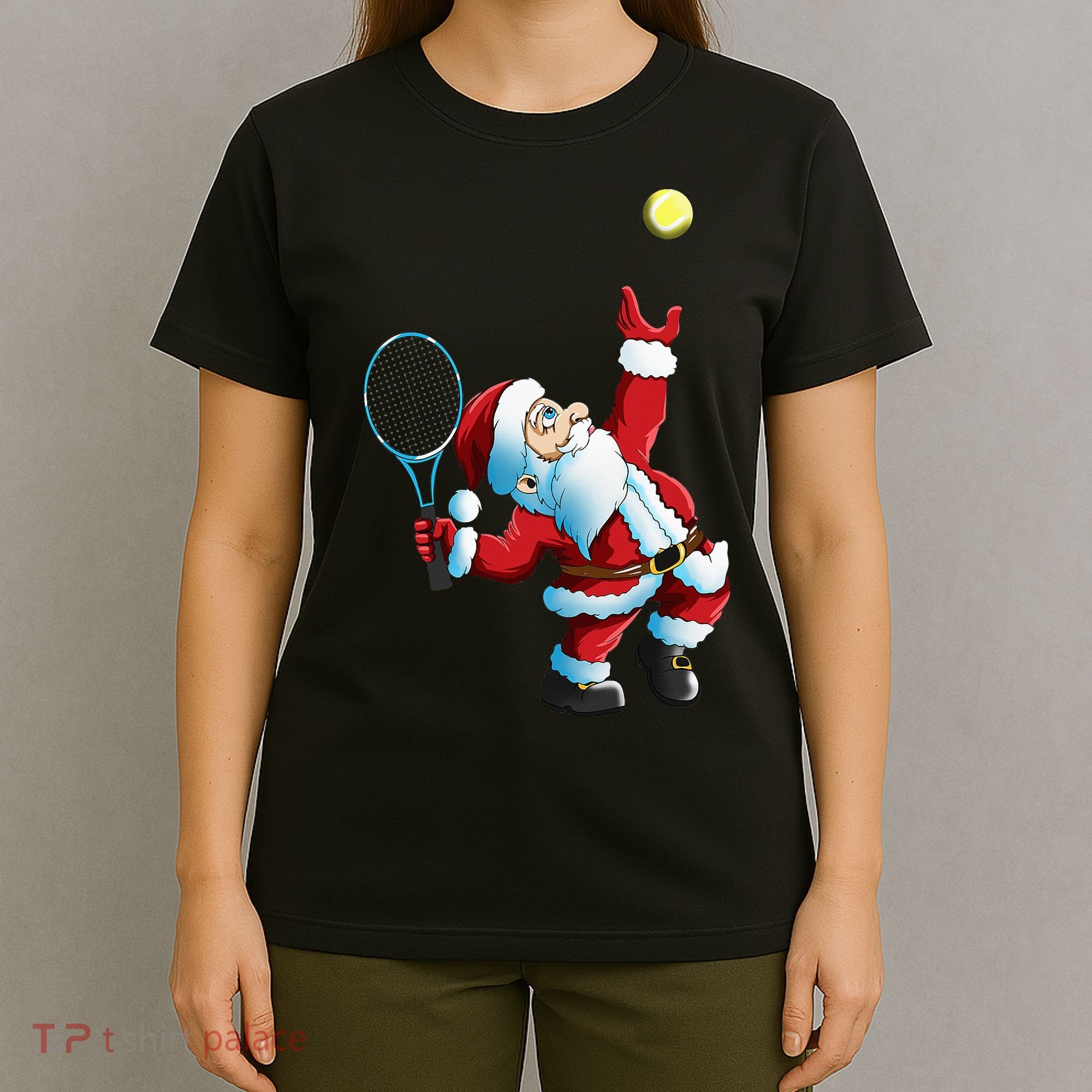 Christmas Santa Claus Tennis Game Tennis Racket T-Shirt