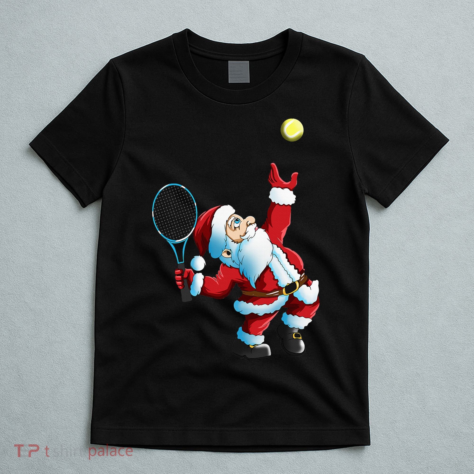 Christmas Santa Claus Tennis Game Tennis Racket T-Shirt