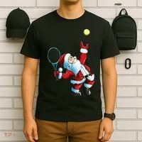 Christmas Santa Claus Tennis Game Tennis Racket T-Shirt thumb 6