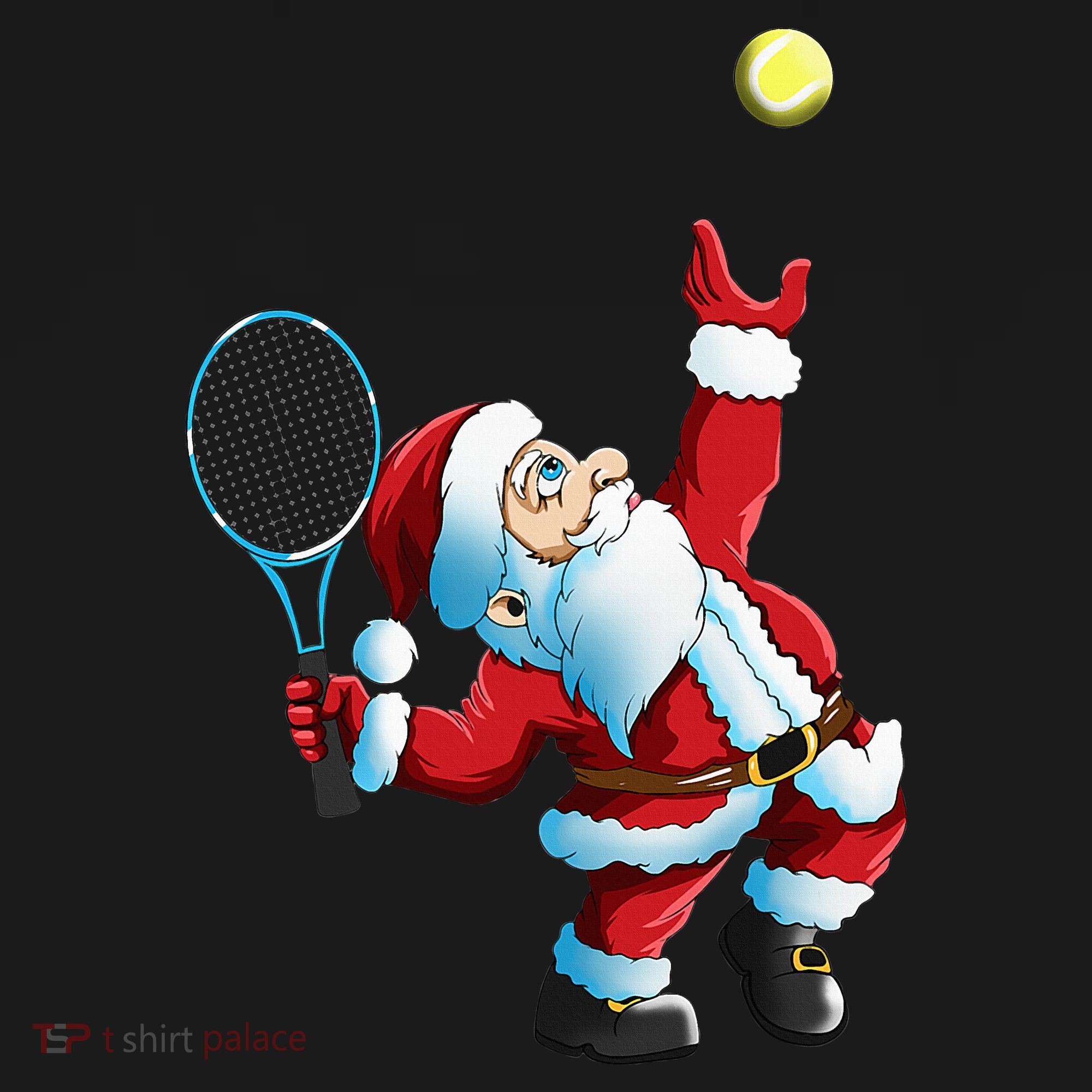 Christmas Santa Claus Tennis Game Tennis Racket T-Shirt