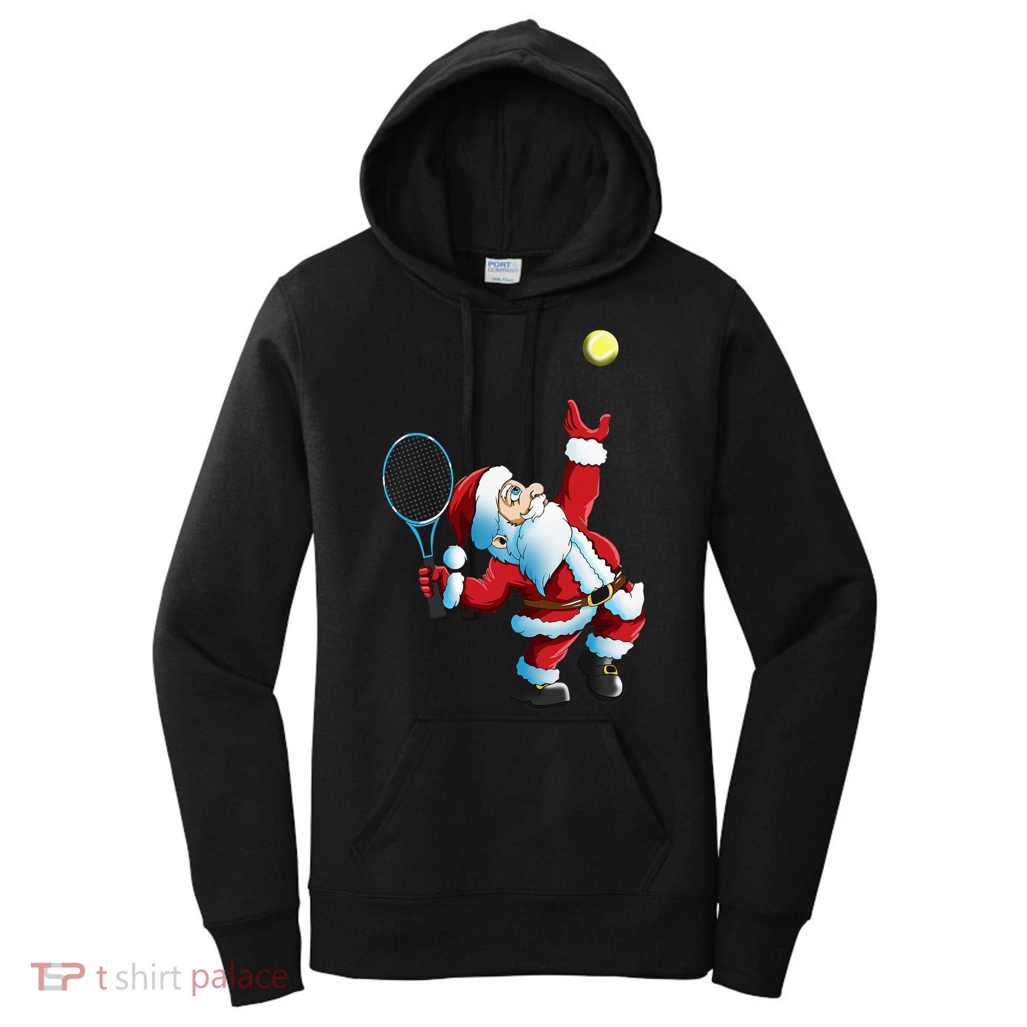 Christmas Santa Claus Tennis Game Tennis Racket Women's Hoodie