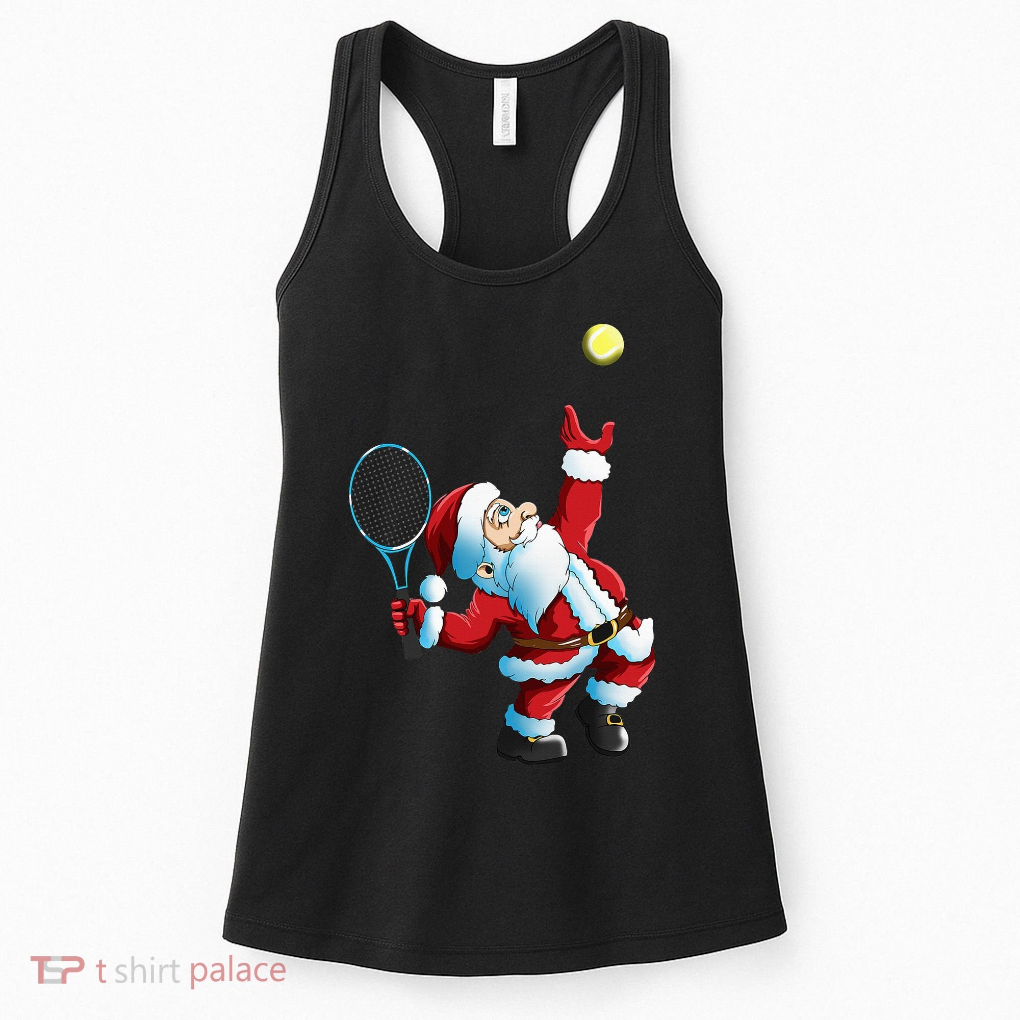 Christmas Santa Claus Tennis Game Tennis Racket Women's Tank Top