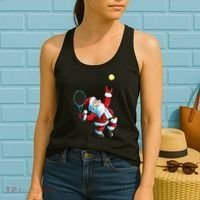 Christmas Santa Claus Tennis Game Tennis Racket Women's Tank Top thumb 2