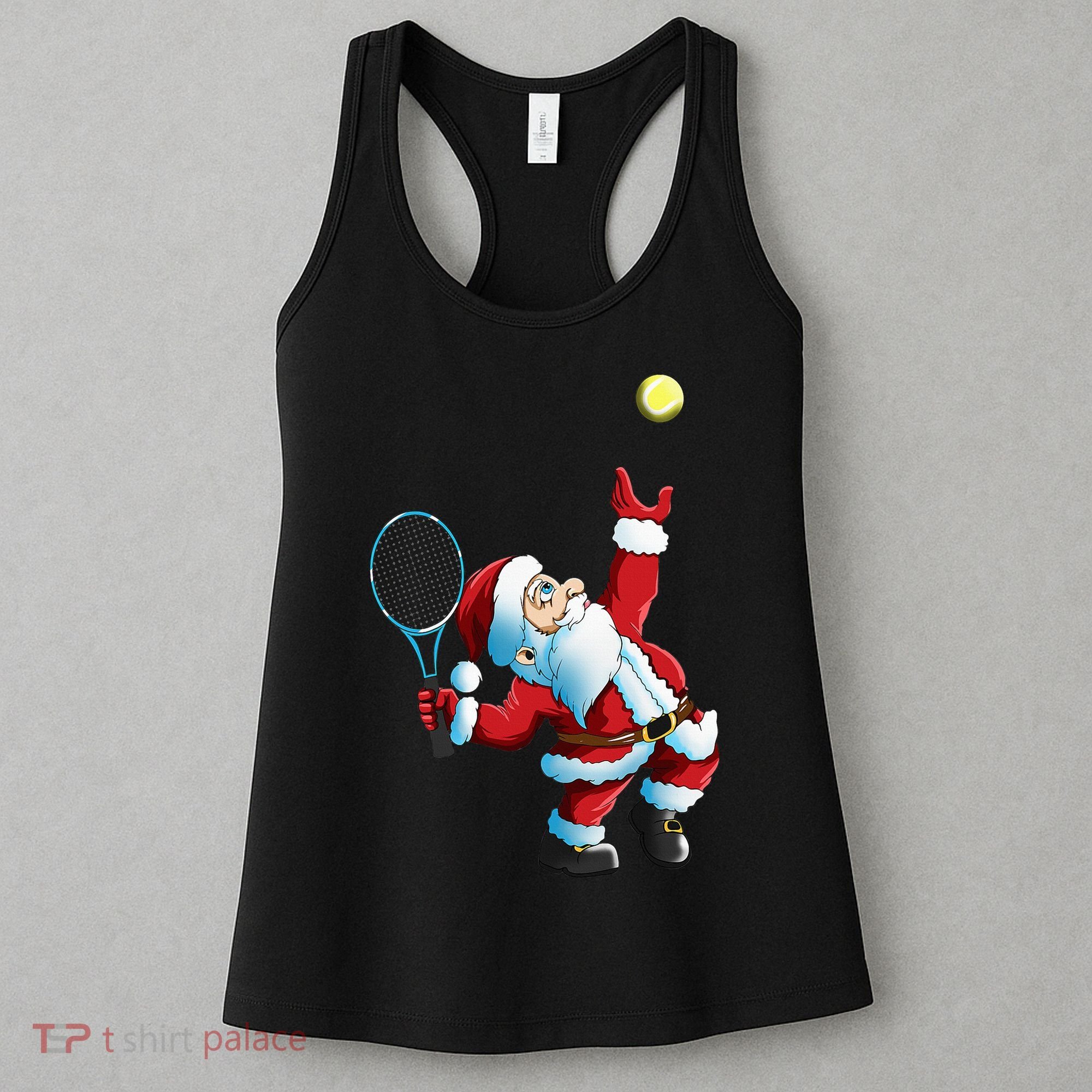 Christmas Santa Claus Tennis Game Tennis Racket Women's Tank Top