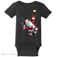 Christmas Santa Claus Tennis Game Tennis Racket Baby Bodysuit thumb 0