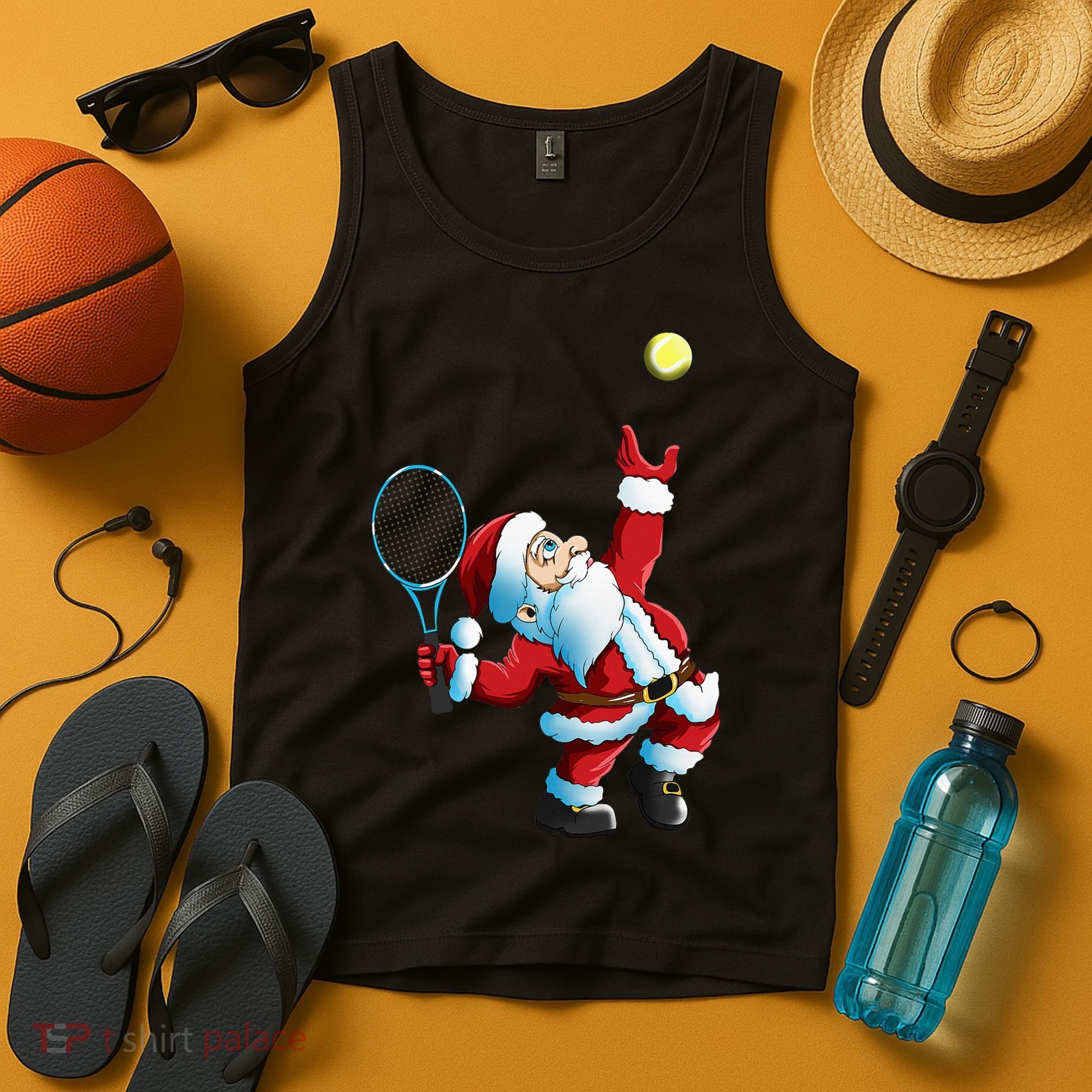 Christmas Santa Claus Tennis Game Tennis Racket Tank Top