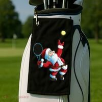 Christmas Santa Claus Tennis Game Tennis Racket Golf Towel thumb 2