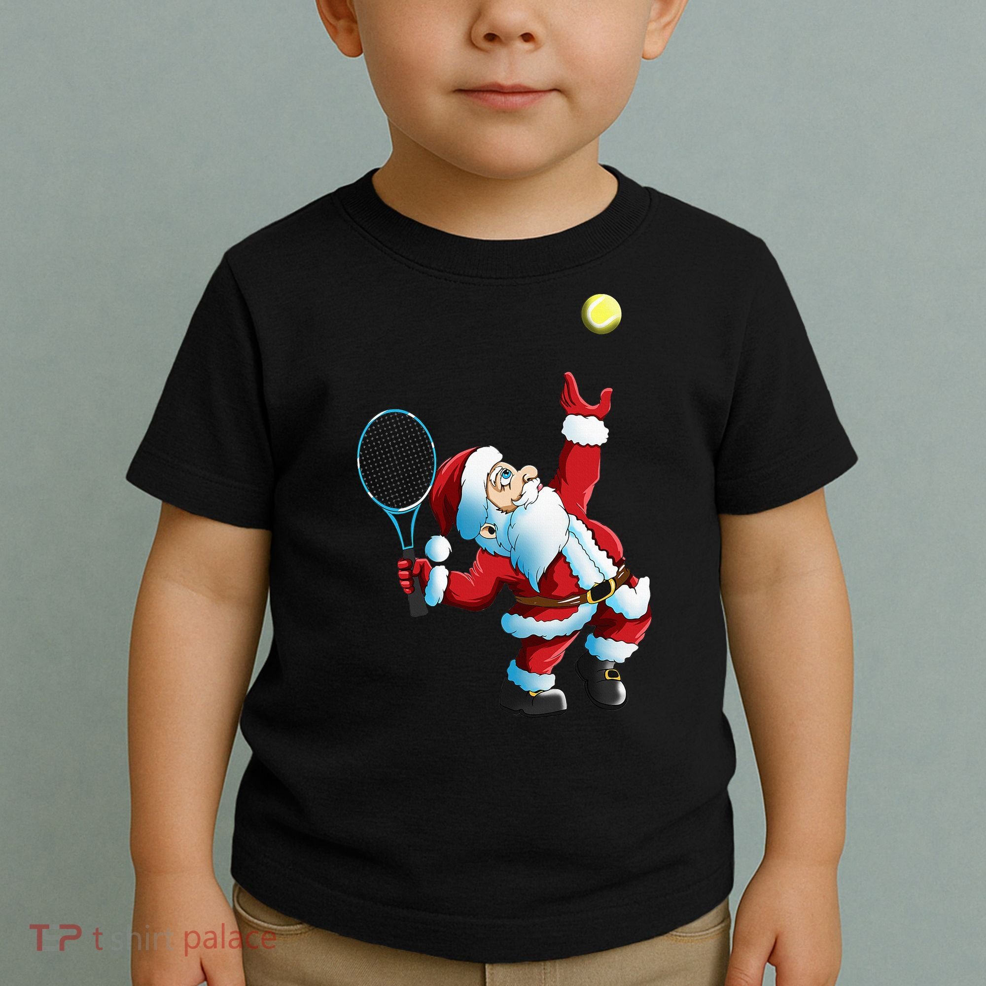 Christmas Santa Claus Tennis Game Tennis Racket Toddler T-Shirt