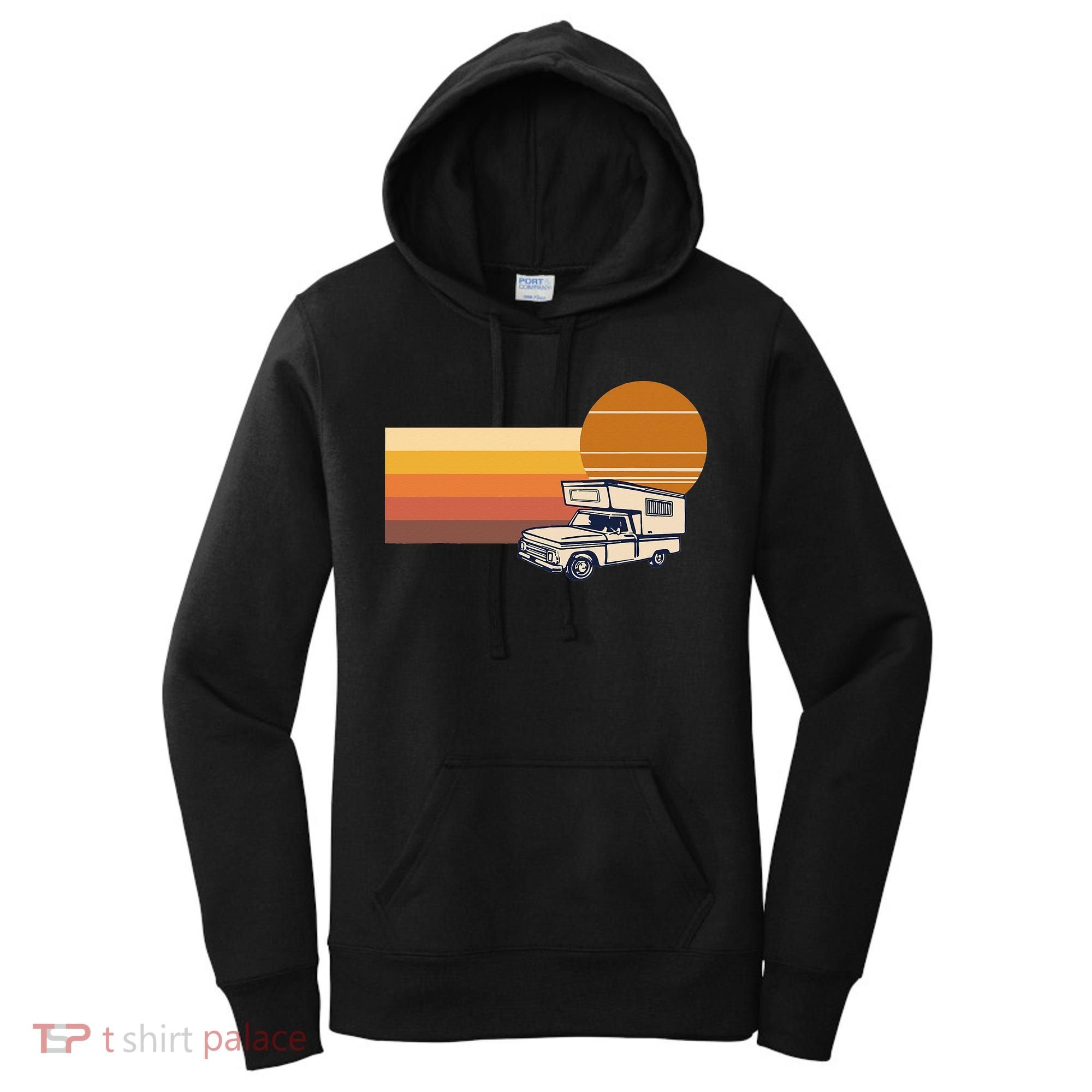 Cabover Slidein Camper RV Truck Retro Truck Camper Women's Hoodie