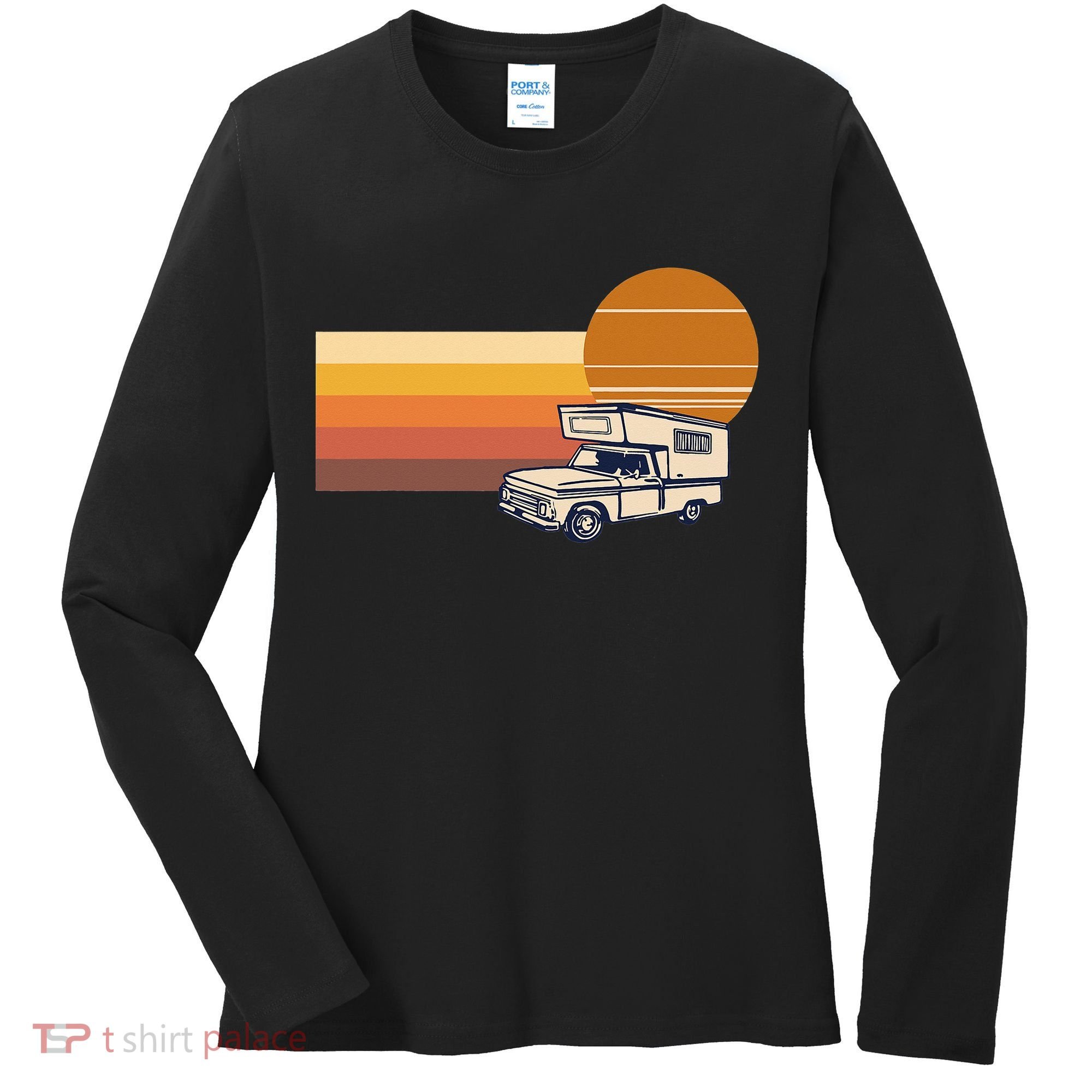 Cabover Slidein Camper RV Truck Retro Truck Camper Women's Long Sleeve Shirt