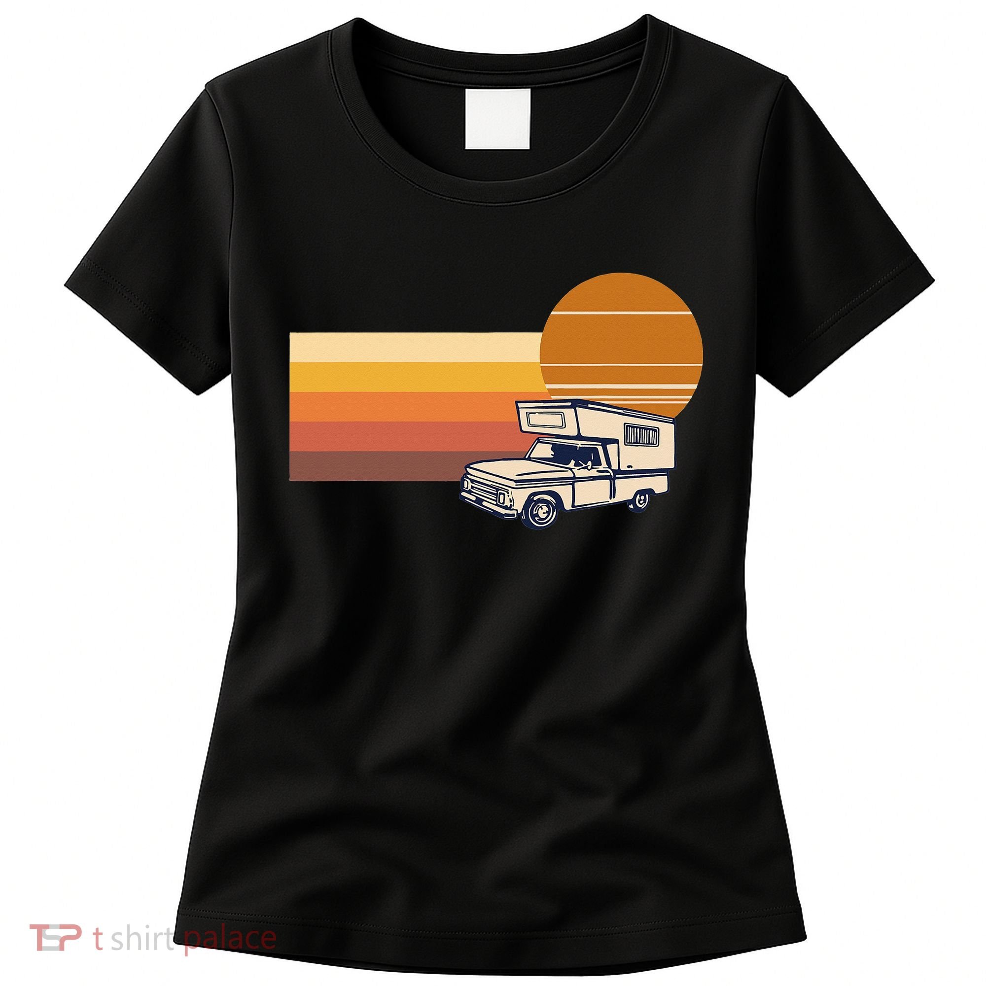 Cabover Slidein Camper RV Truck Retro Truck Camper Women's T-Shirt