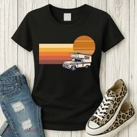 Cabover Slidein Camper RV Truck Retro Truck Camper Women's T-Shirt thumb 3
