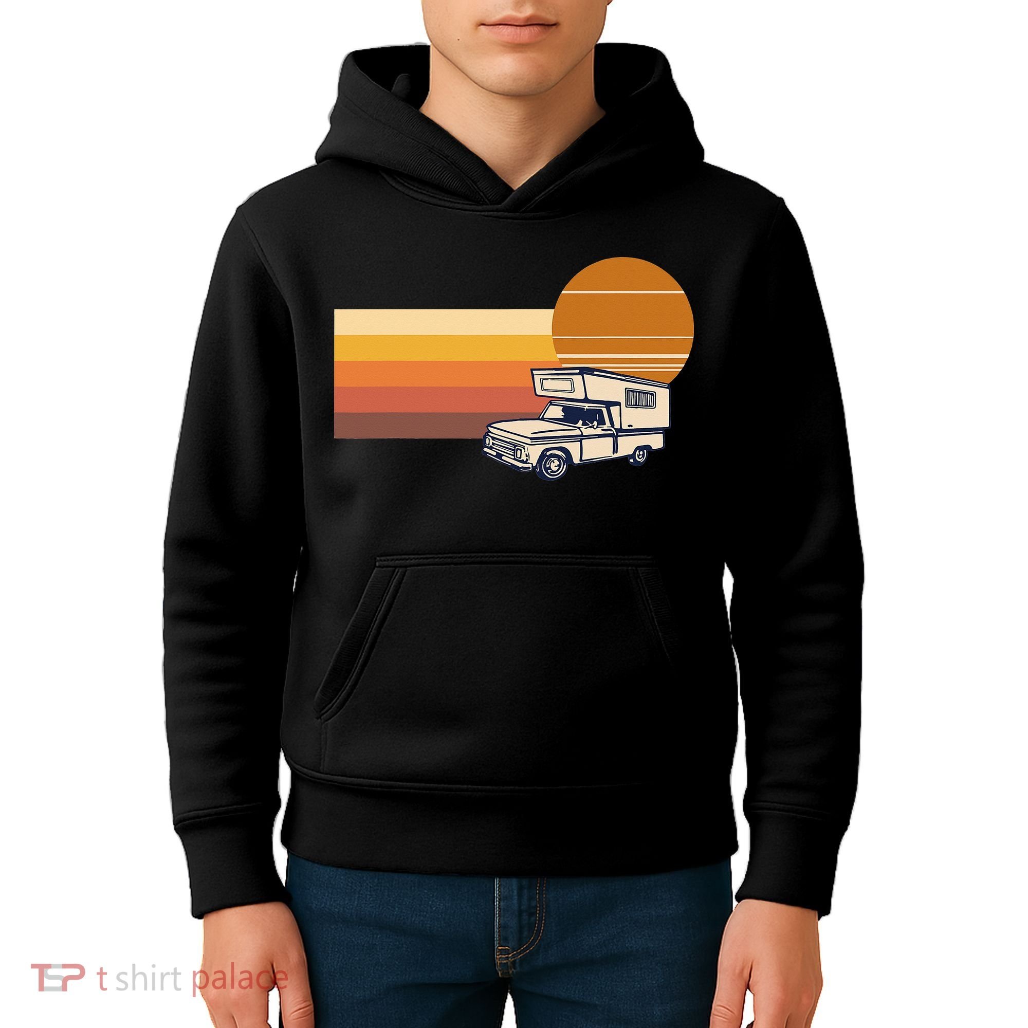 Cabover Slidein Camper RV Truck Retro Truck Camper Kids Hoodie