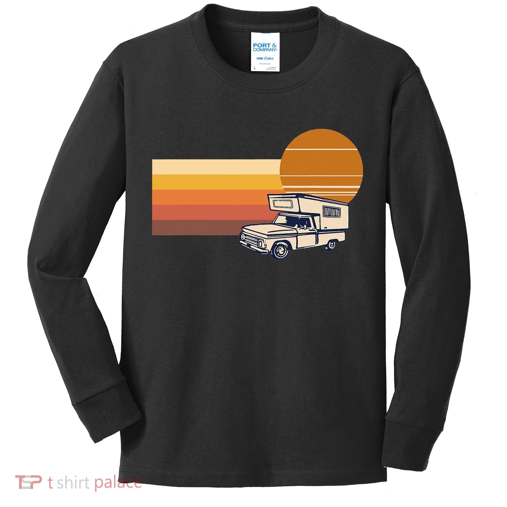 Cabover Slidein Camper RV Truck Retro Truck Camper Kids Long Sleeve Shirt
