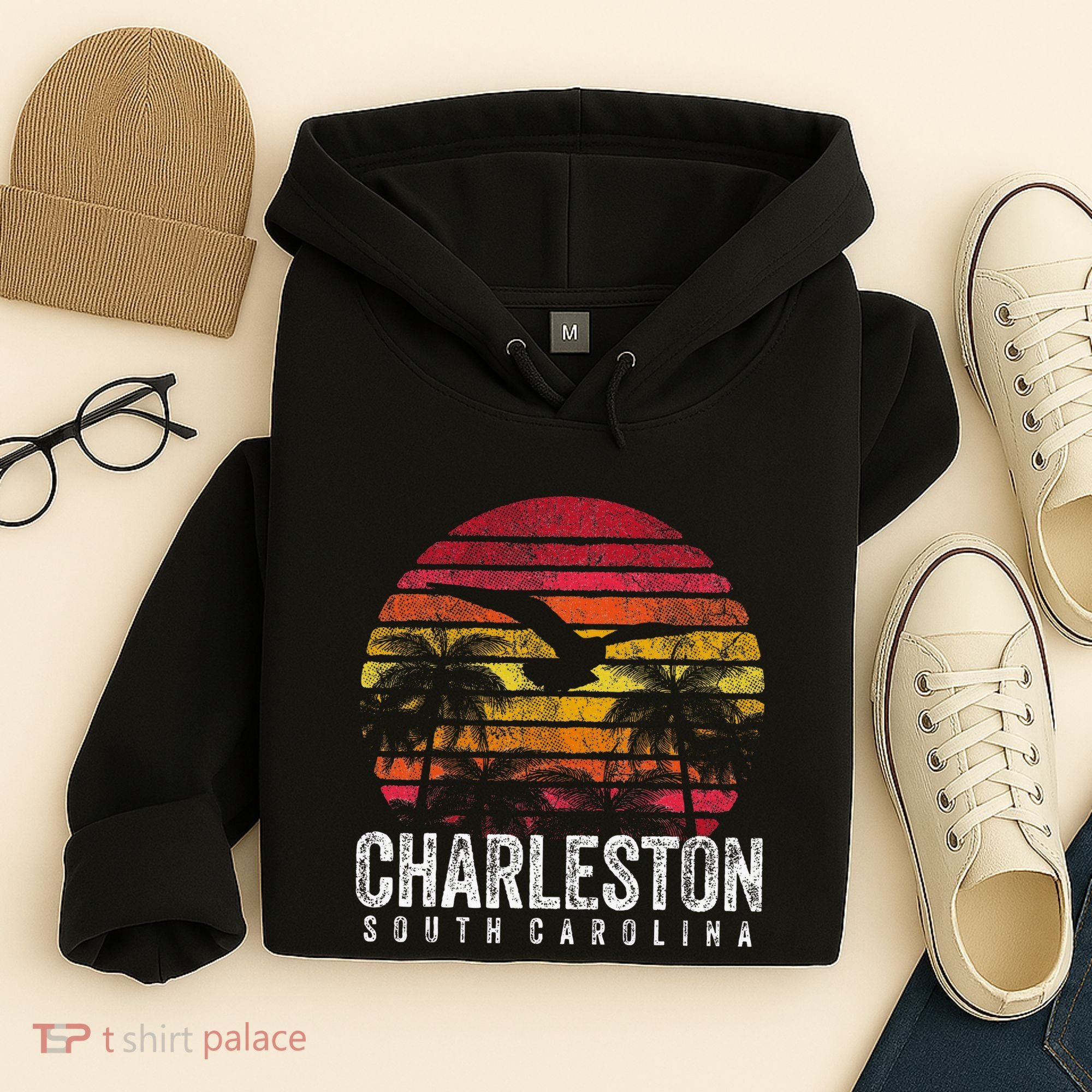 Charleston South Carolina Retro 70s 80s Style Hoodie