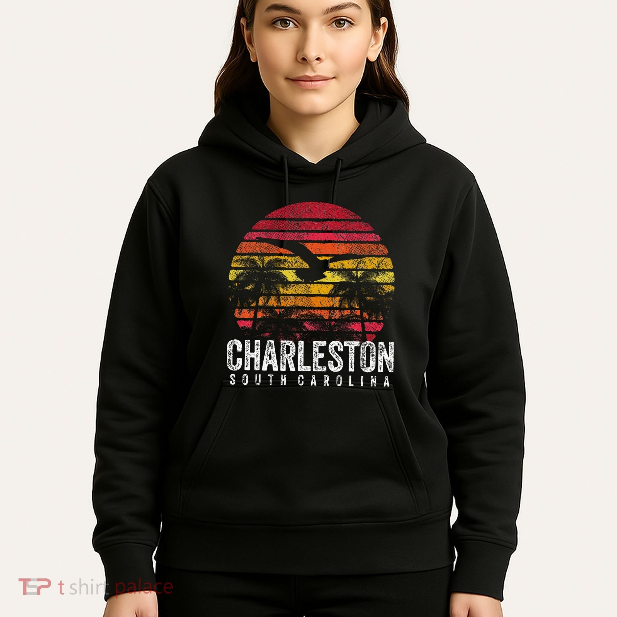 Charleston South Carolina Retro 70s 80s Style Hoodie