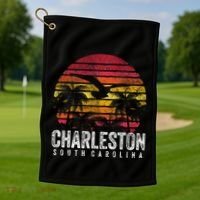 Charleston South Carolina Retro 70s 80s Style Golf Towel thumb 1