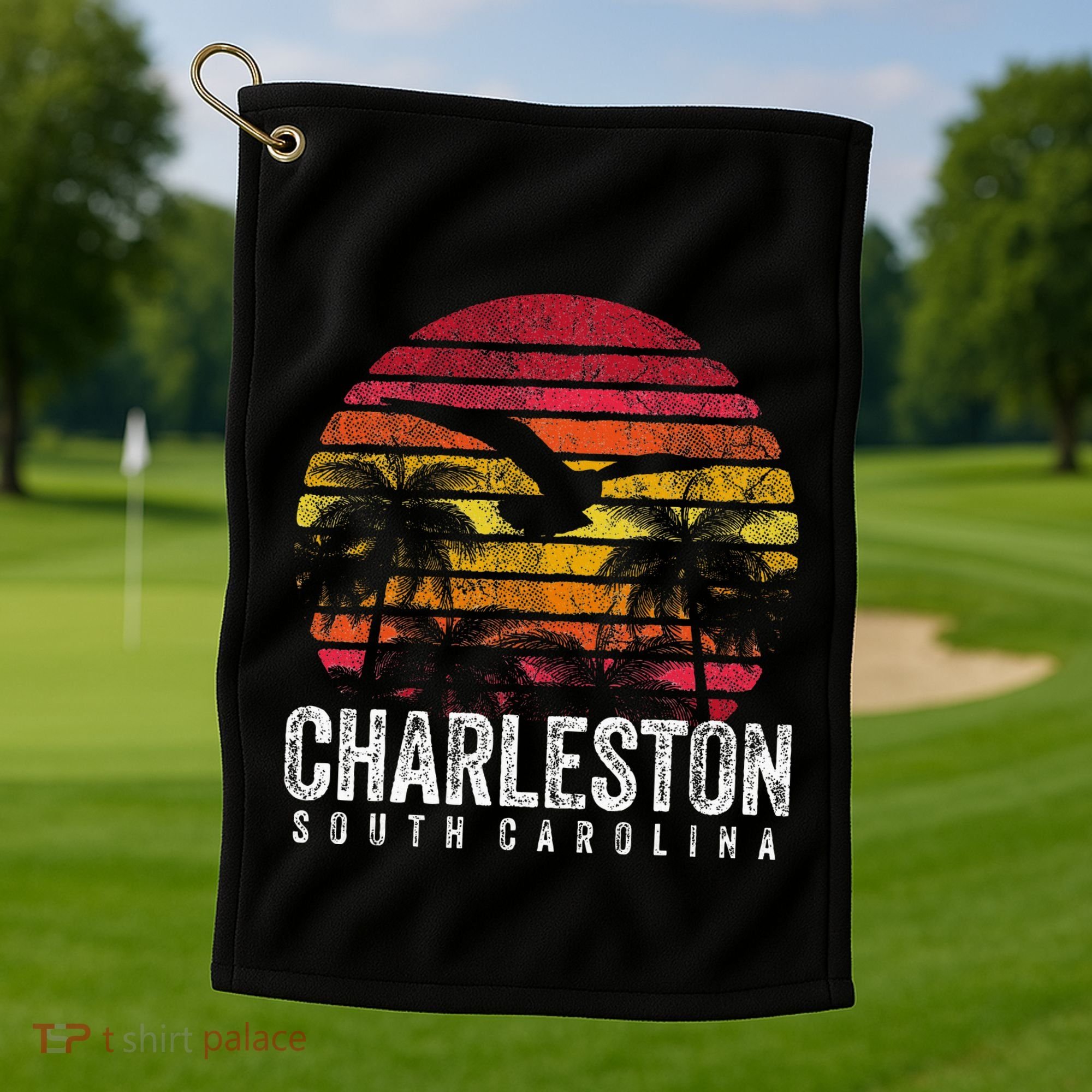 Charleston South Carolina Retro 70s 80s Style Golf Towel