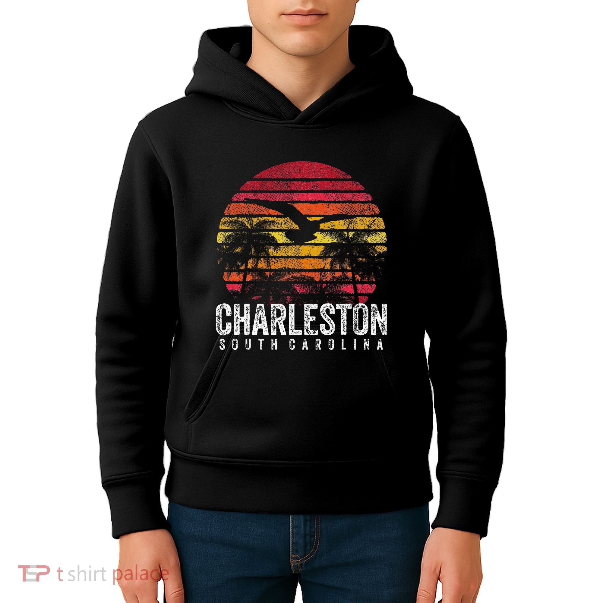 Charleston South Carolina Retro 70s 80s Style Kids Hoodie