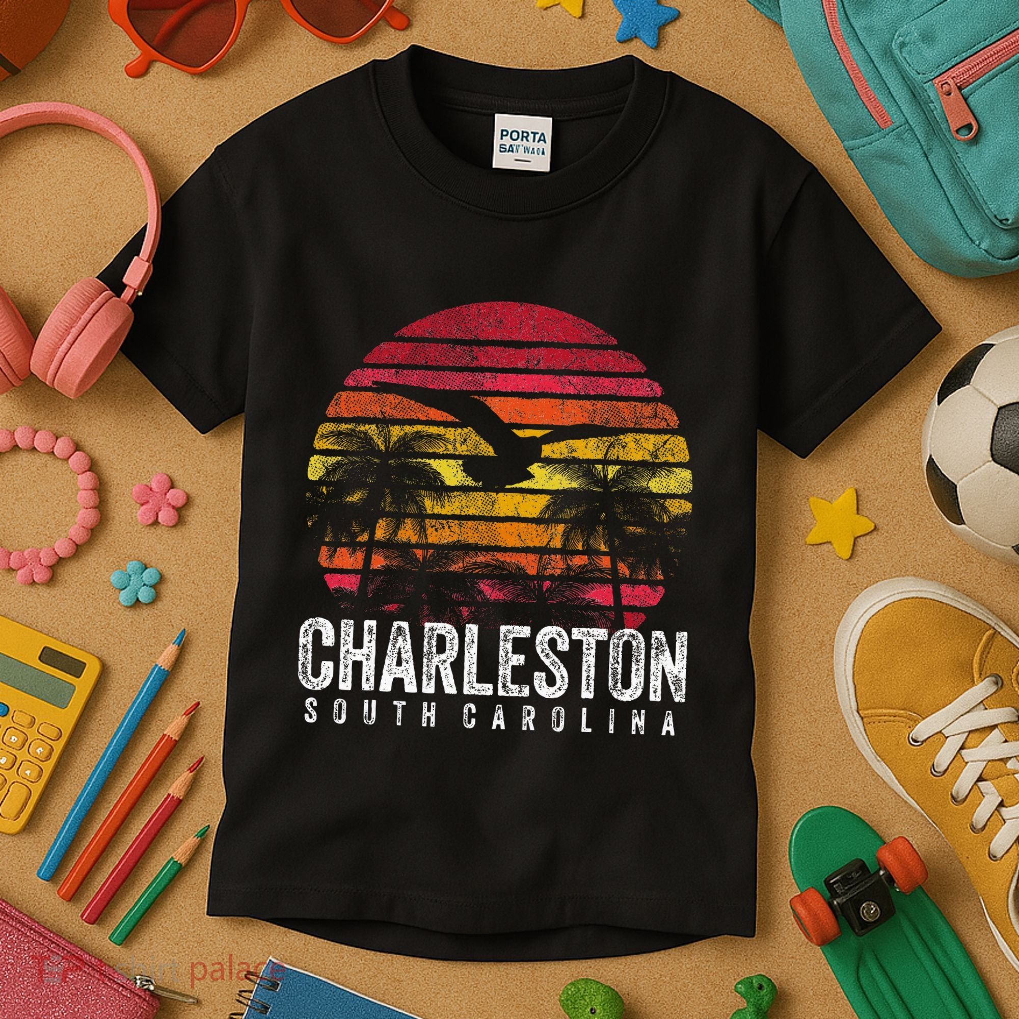 Charleston South Carolina Retro 70s 80s Style Kids T-Shirt