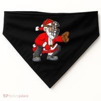 Christmas Santa Claus Baseball Catcher Xmas USA-Made Doggie Bandana thumb 0