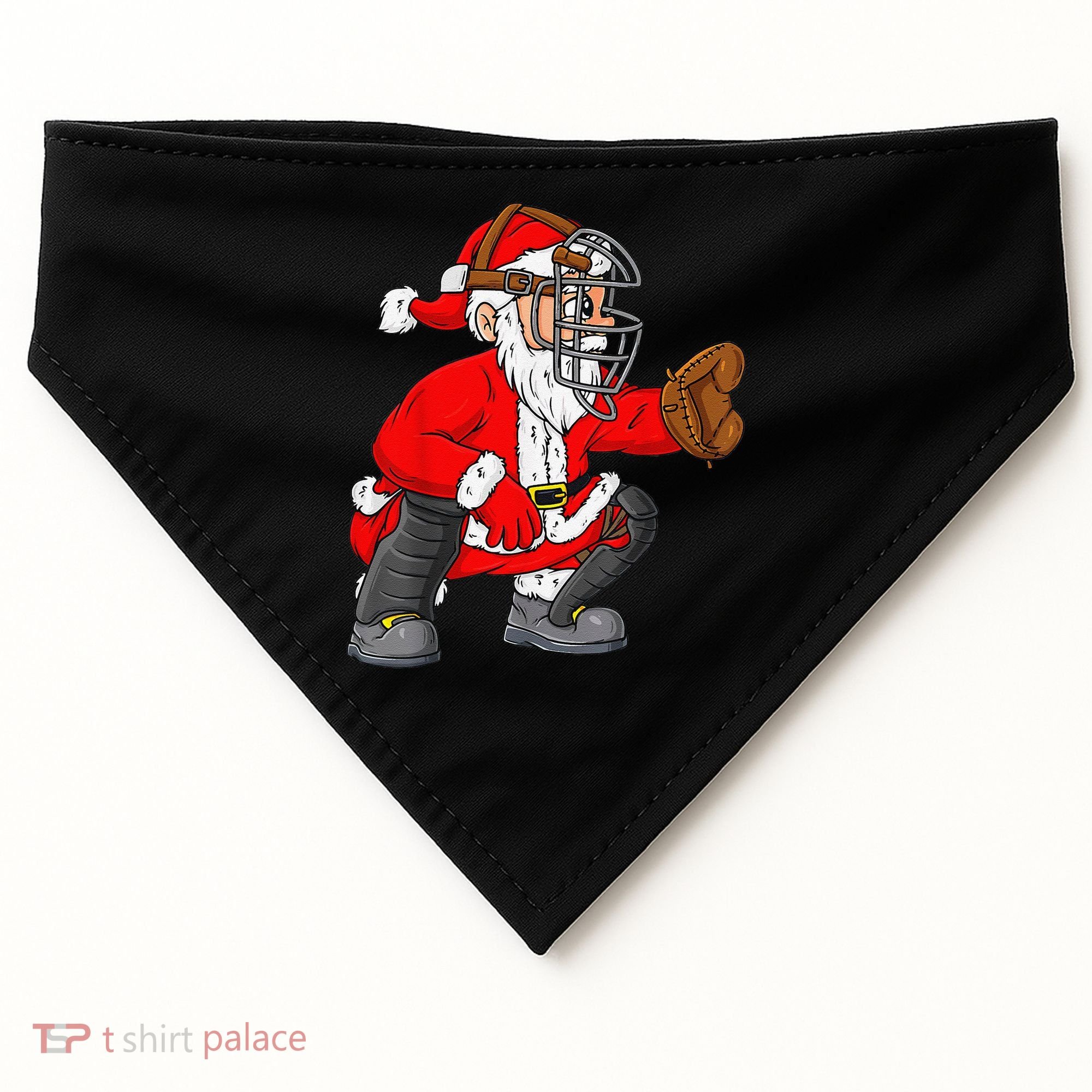 Christmas Santa Claus Baseball Catcher Xmas USA-Made Doggie Bandana