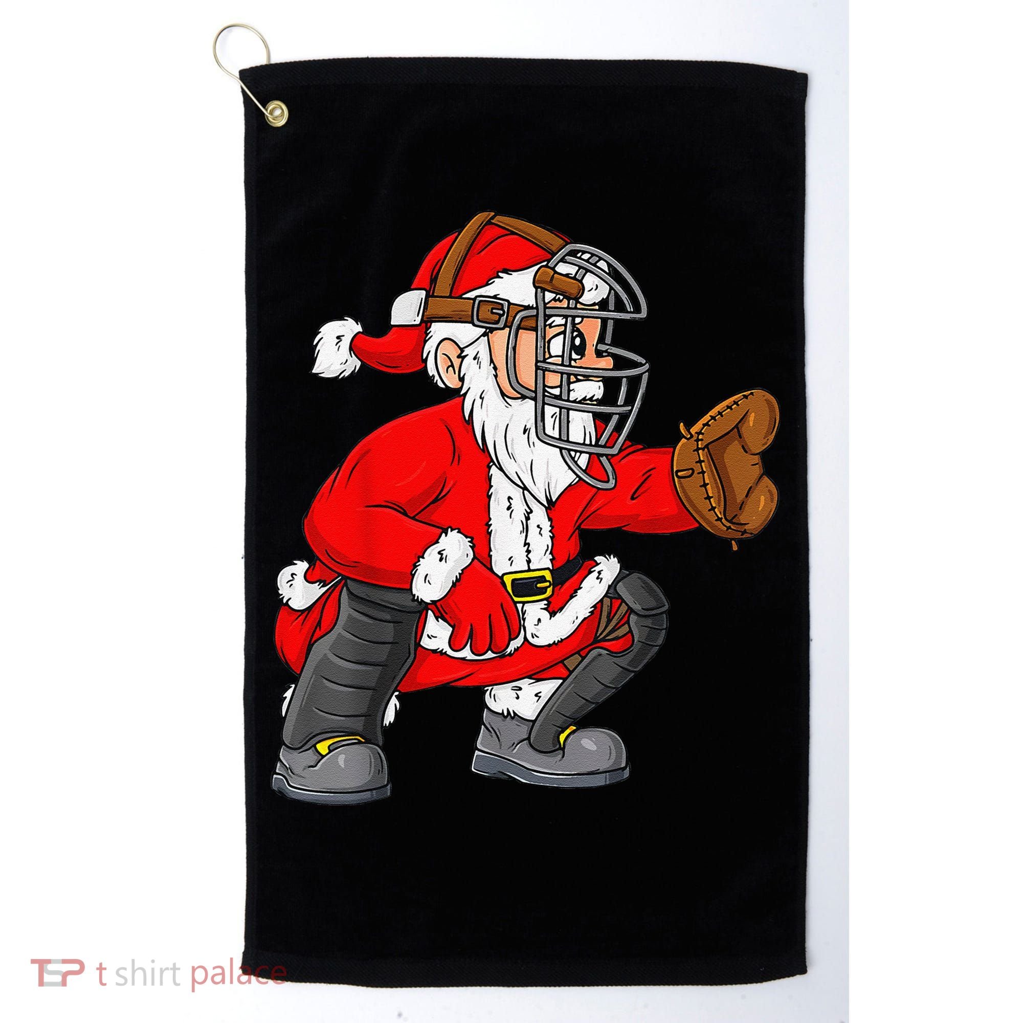Christmas Santa Claus Baseball Catcher Xmas Golf Towel