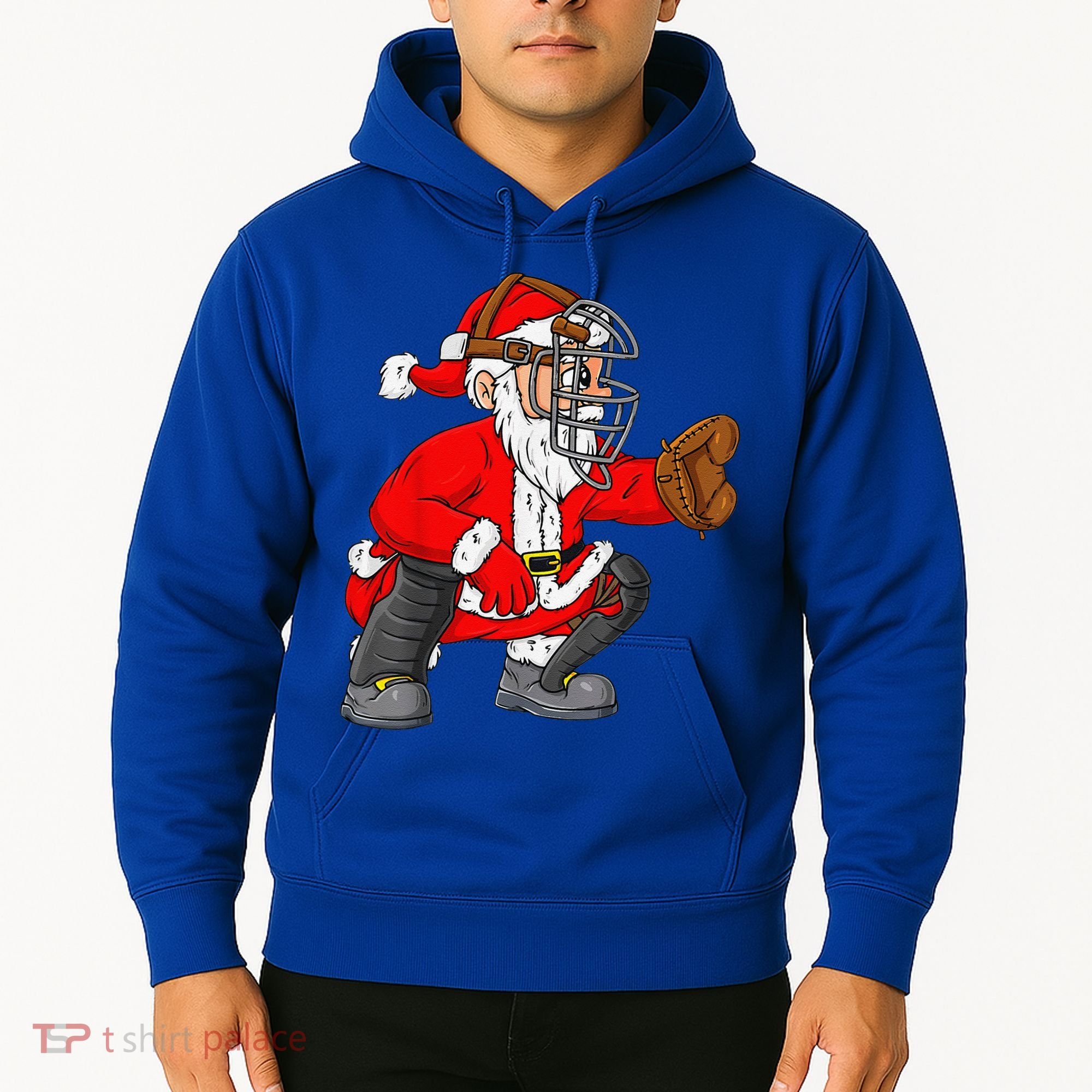 Christmas Santa Claus Baseball Catcher Xmas Hoodie