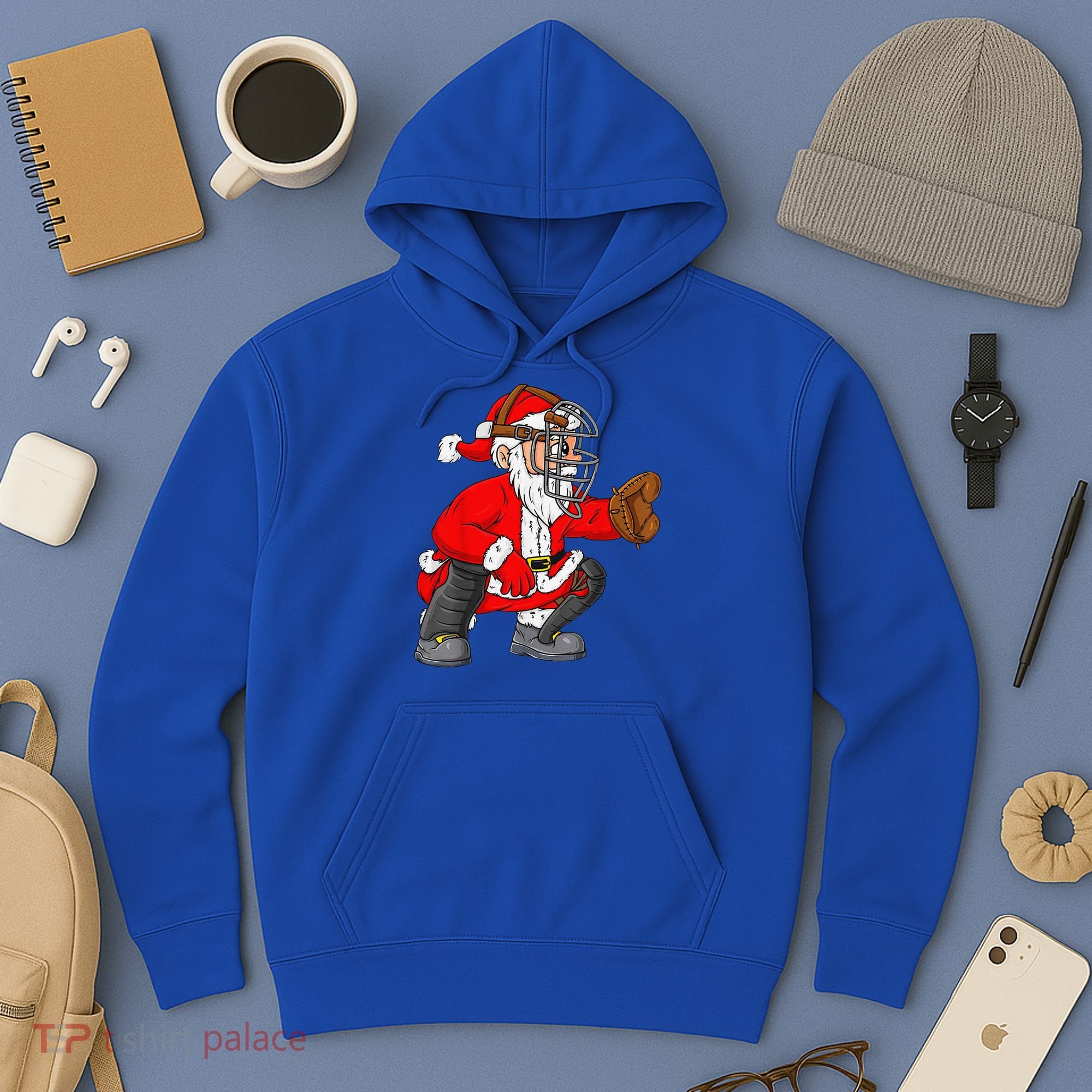 Christmas Santa Claus Baseball Catcher Xmas Hoodie