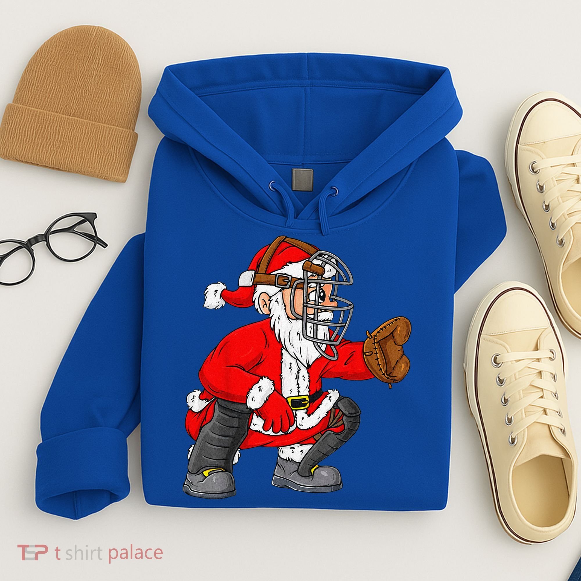 Christmas Santa Claus Baseball Catcher Xmas Hoodie
