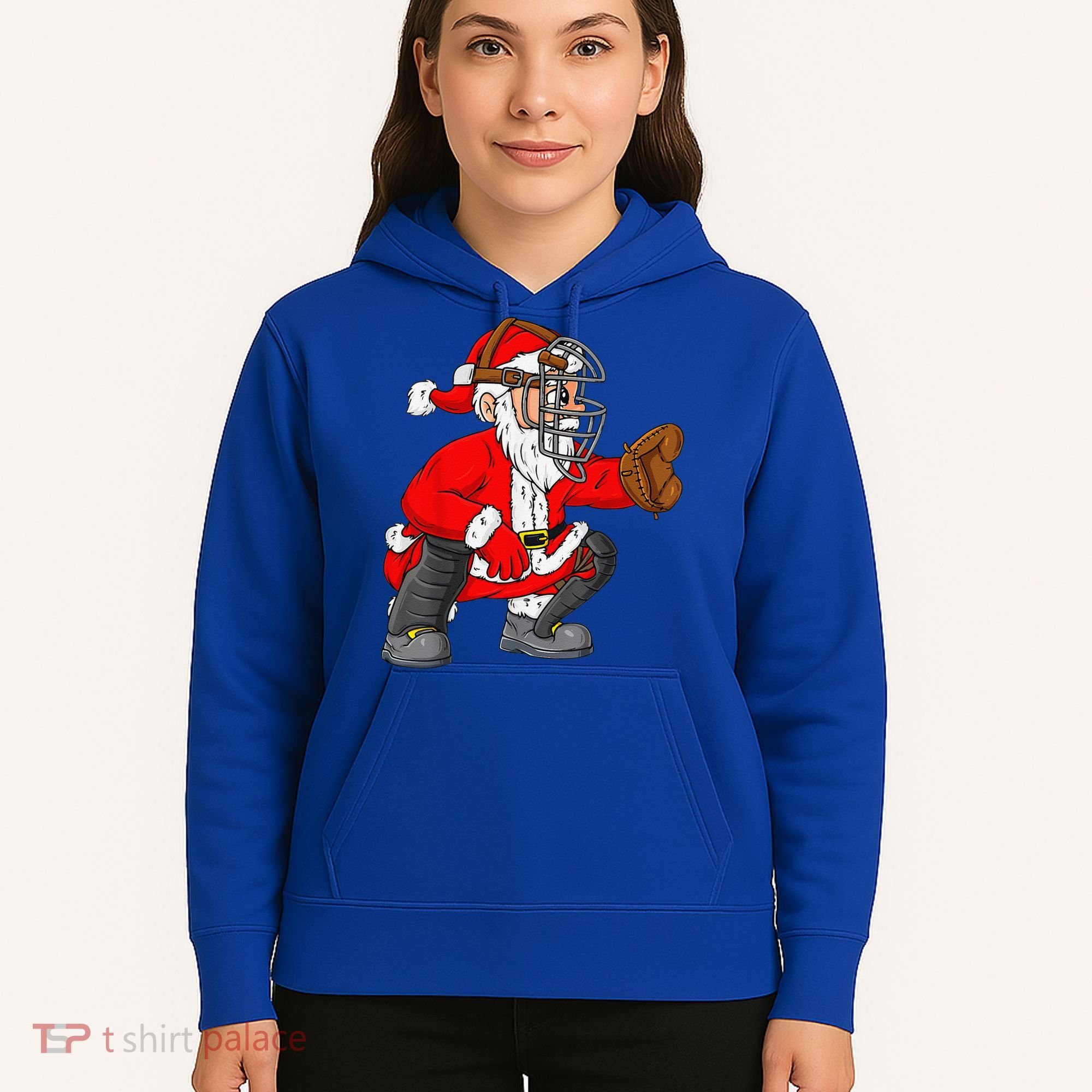 Christmas Santa Claus Baseball Catcher Xmas Hoodie