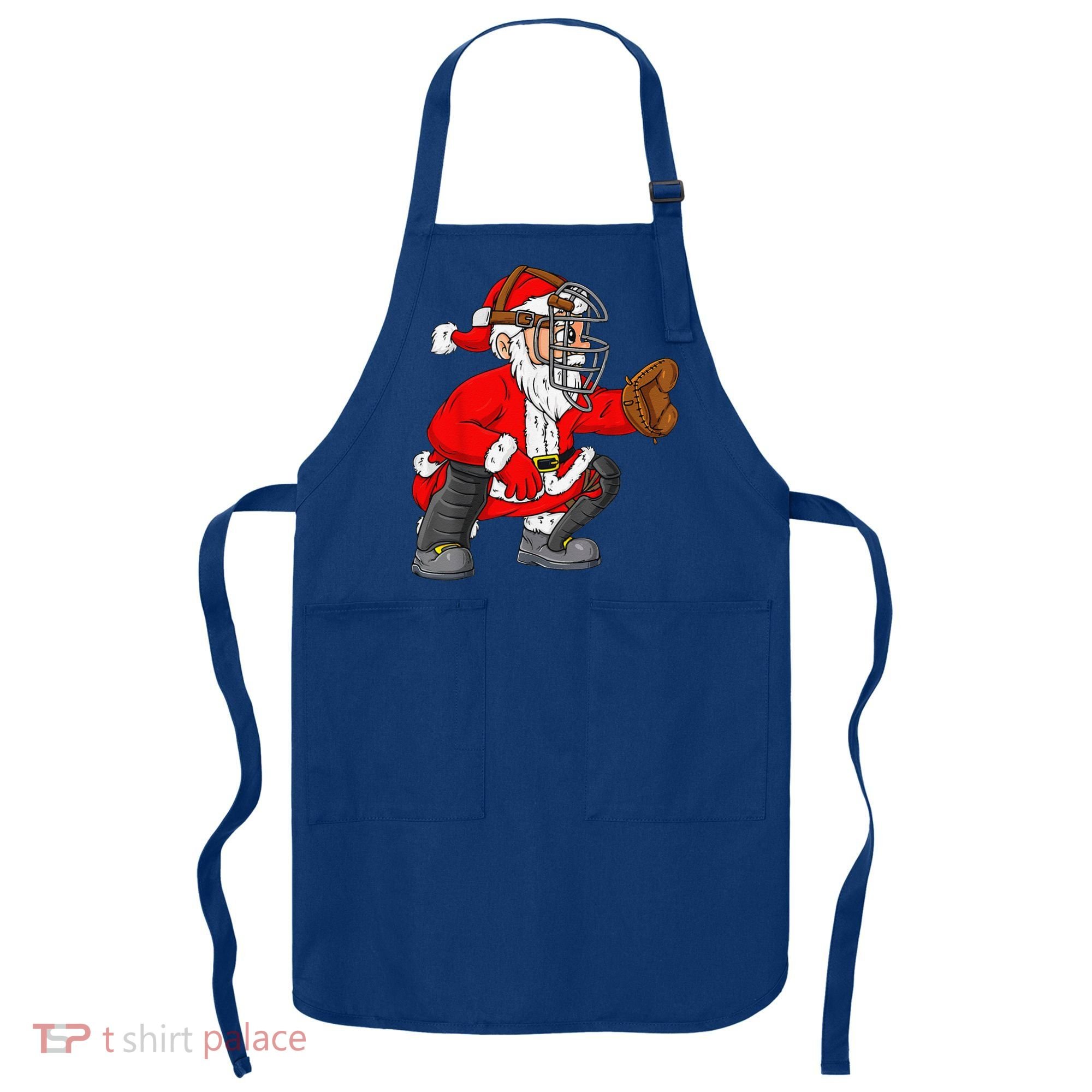 Christmas Santa Claus Baseball Catcher Xmas Apron