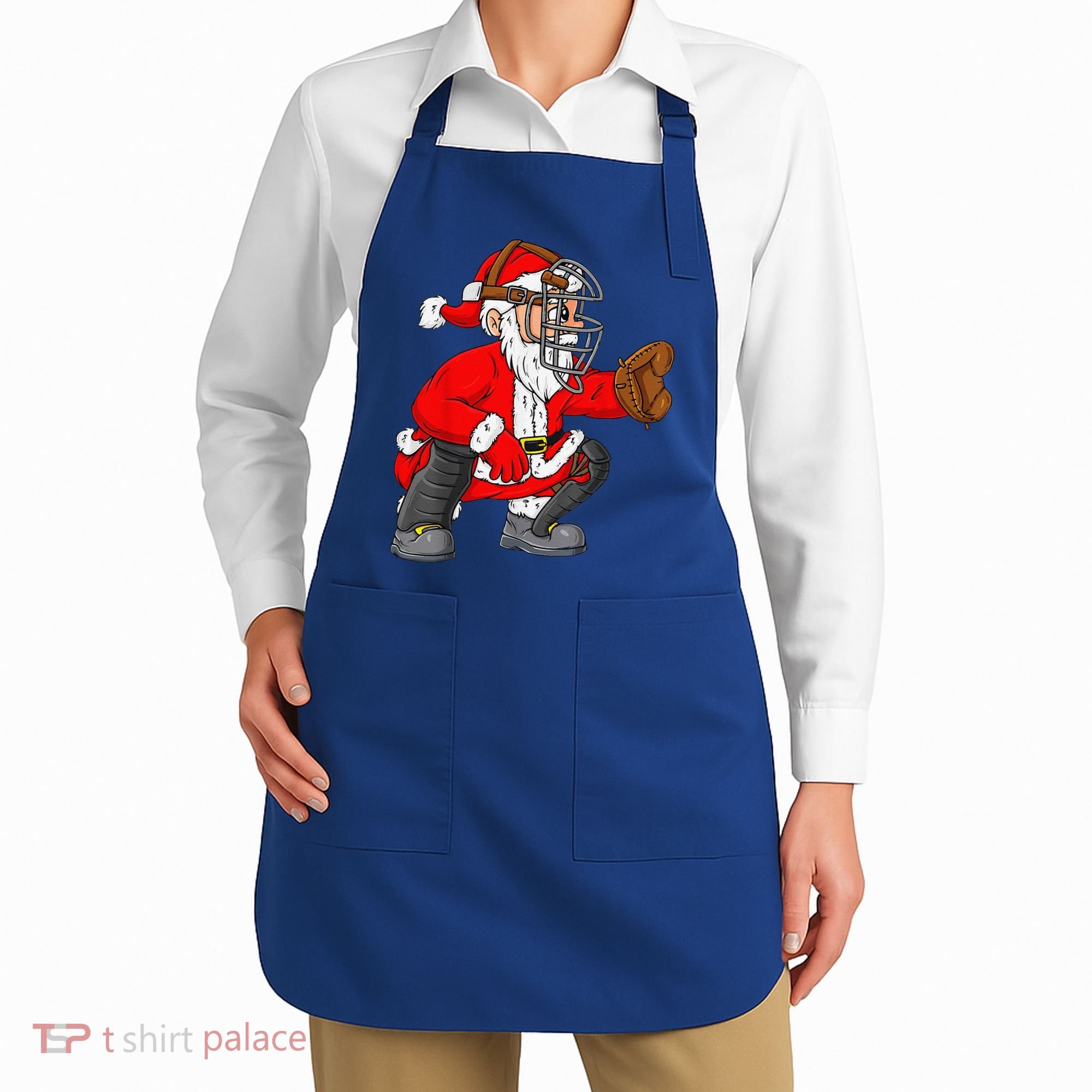 Christmas Santa Claus Baseball Catcher Xmas Apron