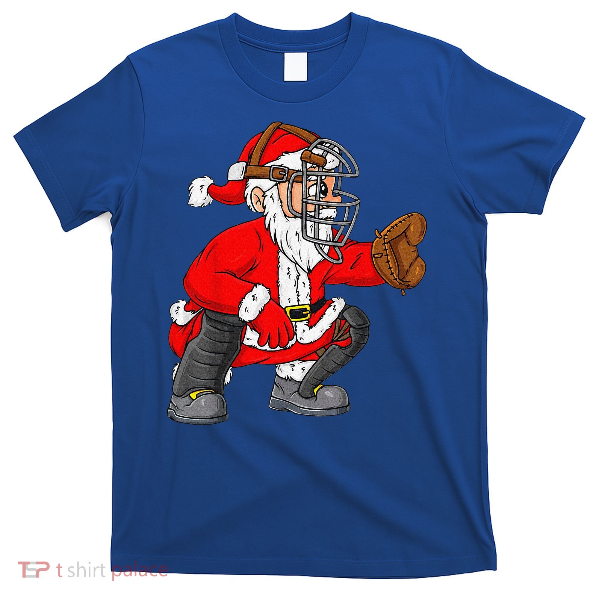 Christmas Santa Claus Baseball Catcher Xmas T-Shirt