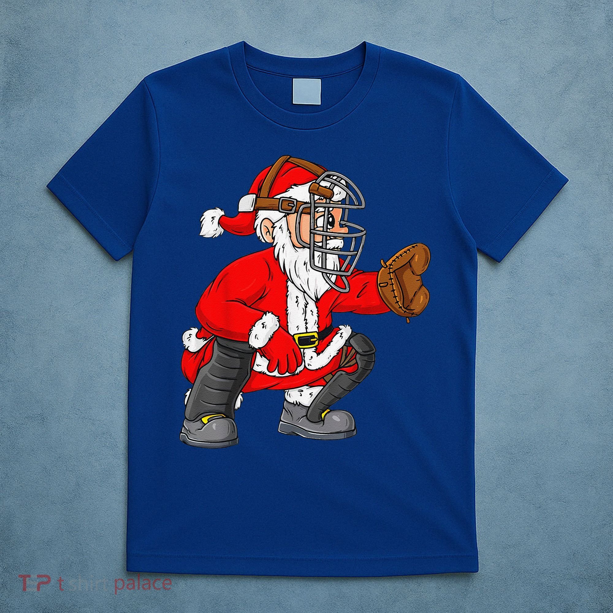 Christmas Santa Claus Baseball Catcher Xmas T-Shirt