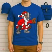 Christmas Santa Claus Baseball Catcher Xmas T-Shirt thumb 6