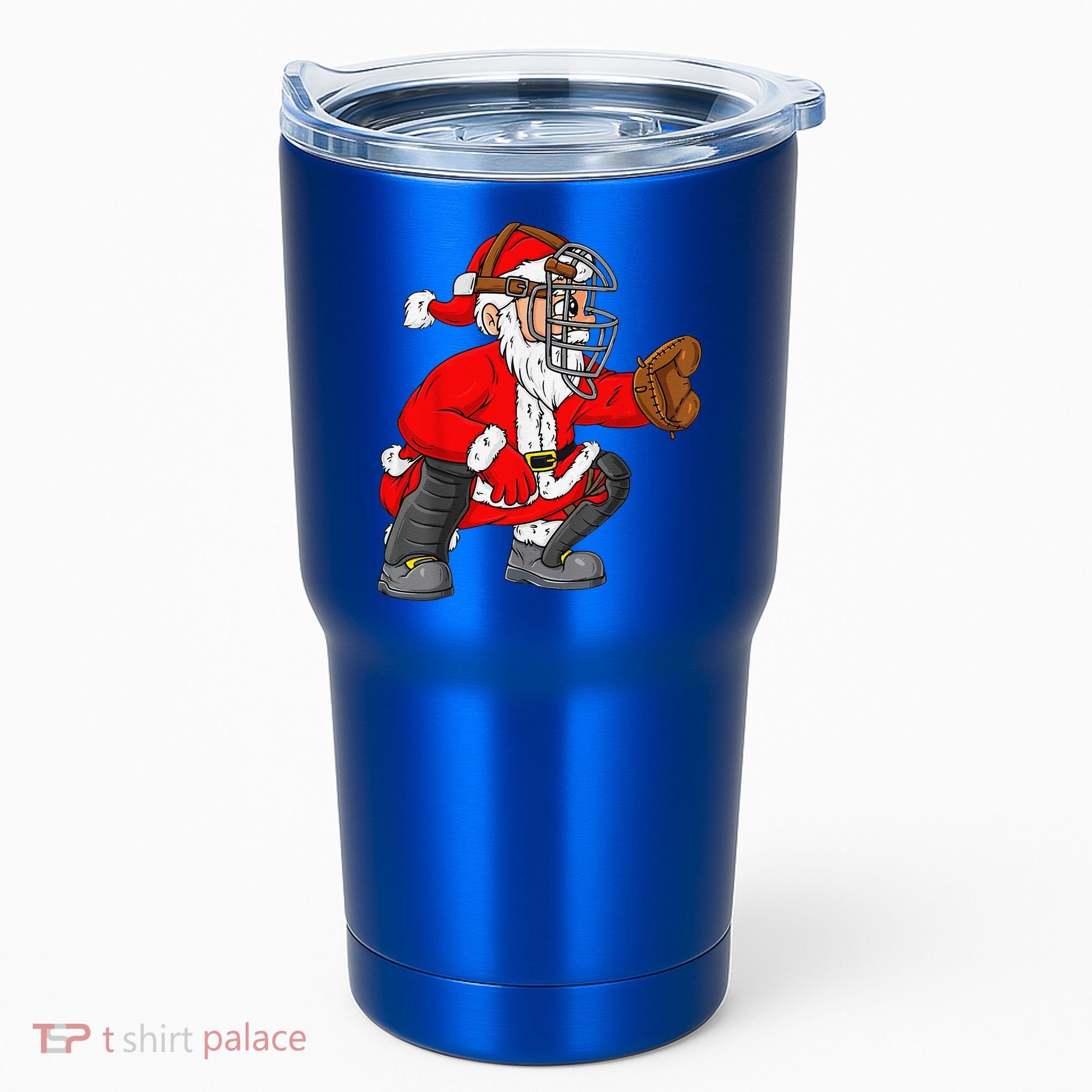 Christmas Santa Claus Baseball Catcher Xmas Tumbler