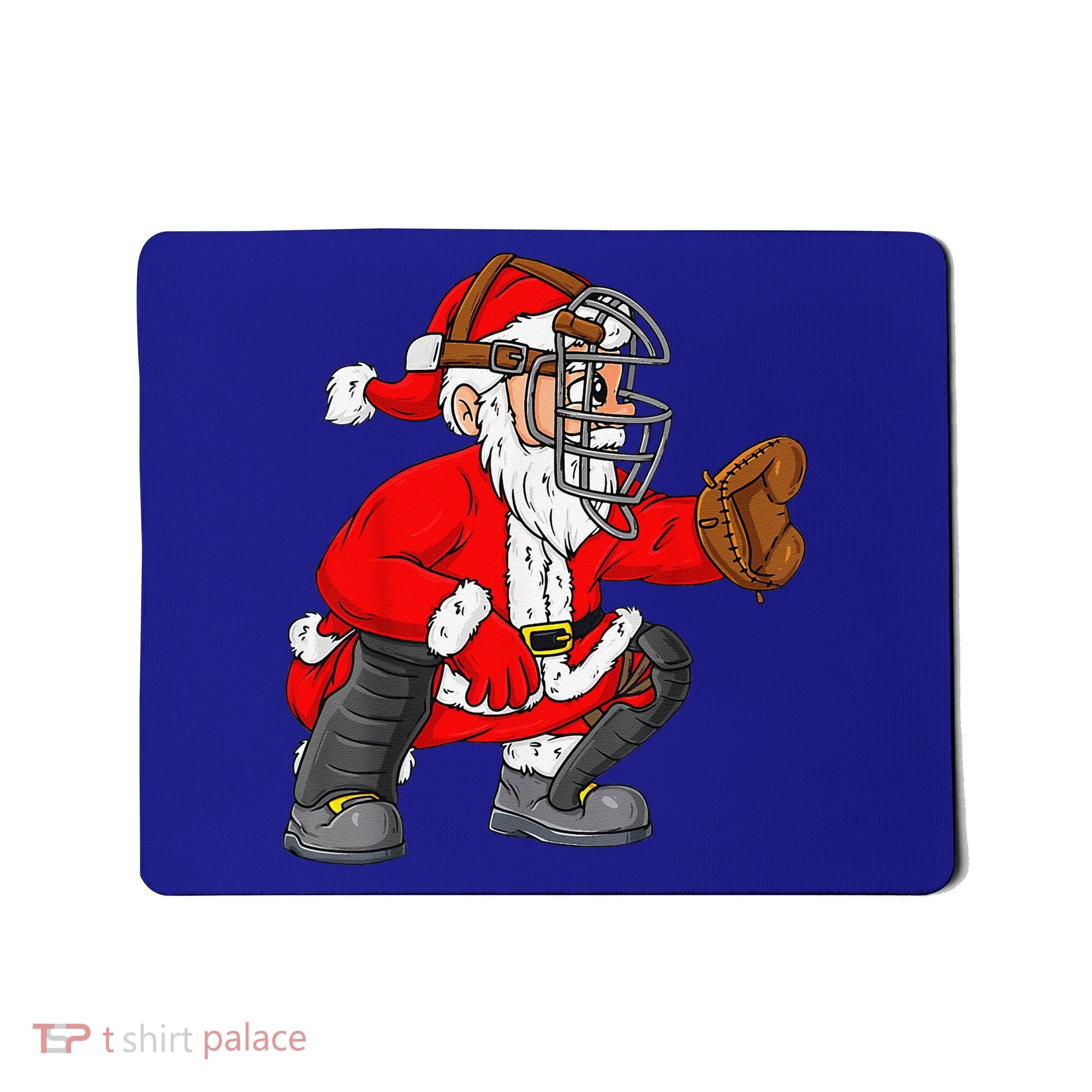 Christmas Santa Claus Baseball Catcher Xmas Mousepad