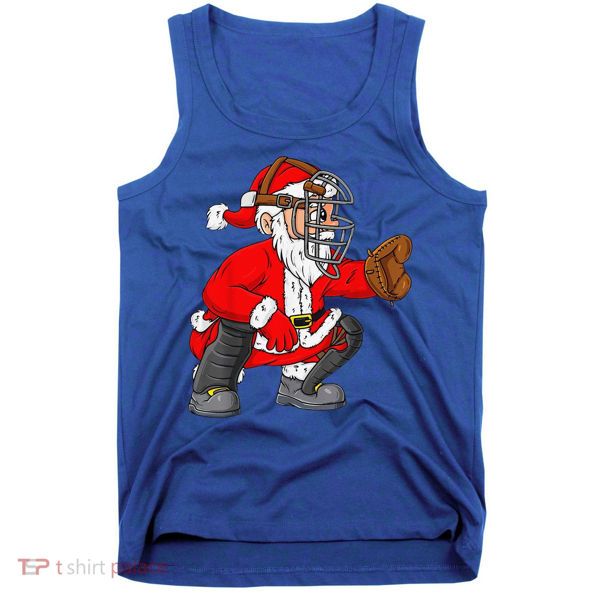 Christmas Santa Claus Baseball Catcher Xmas Tank Top