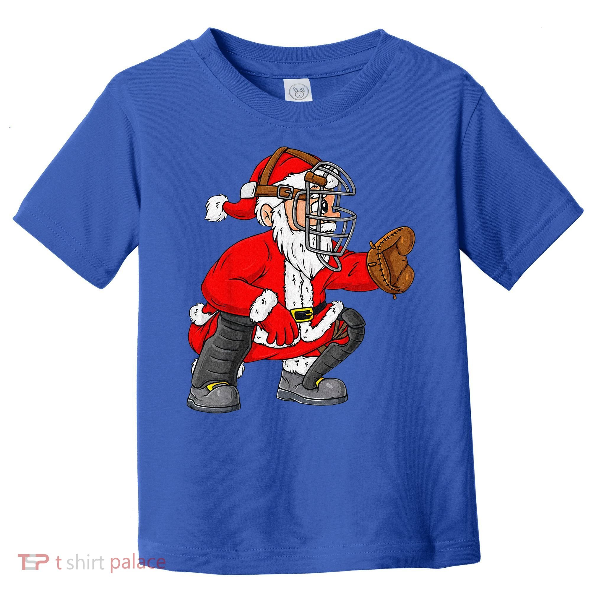 Christmas Santa Claus Baseball Catcher Xmas Toddler T-Shirt
