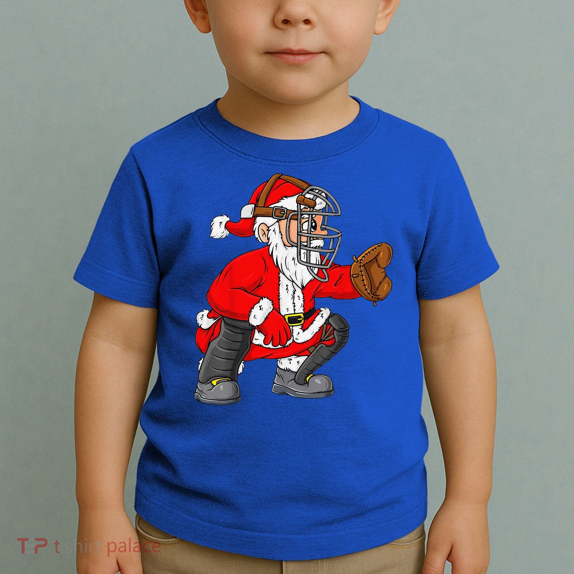 Christmas Santa Claus Baseball Catcher Xmas Toddler T-Shirt