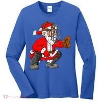 Christmas Santa Claus Baseball Catcher Xmas Women's Long Sleeve Shirt thumb 0