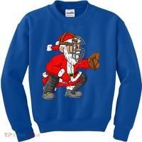 Christmas Santa Claus Baseball Catcher Xmas Kids Sweatshirt thumb 0